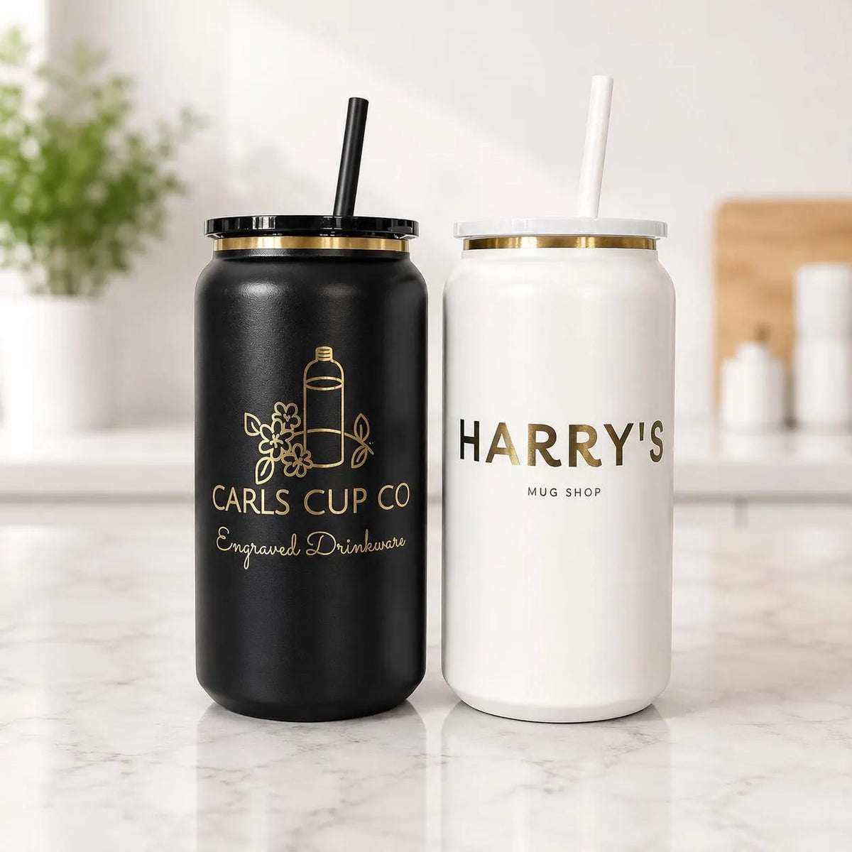 Custom Gold Engraved Can Tumblers